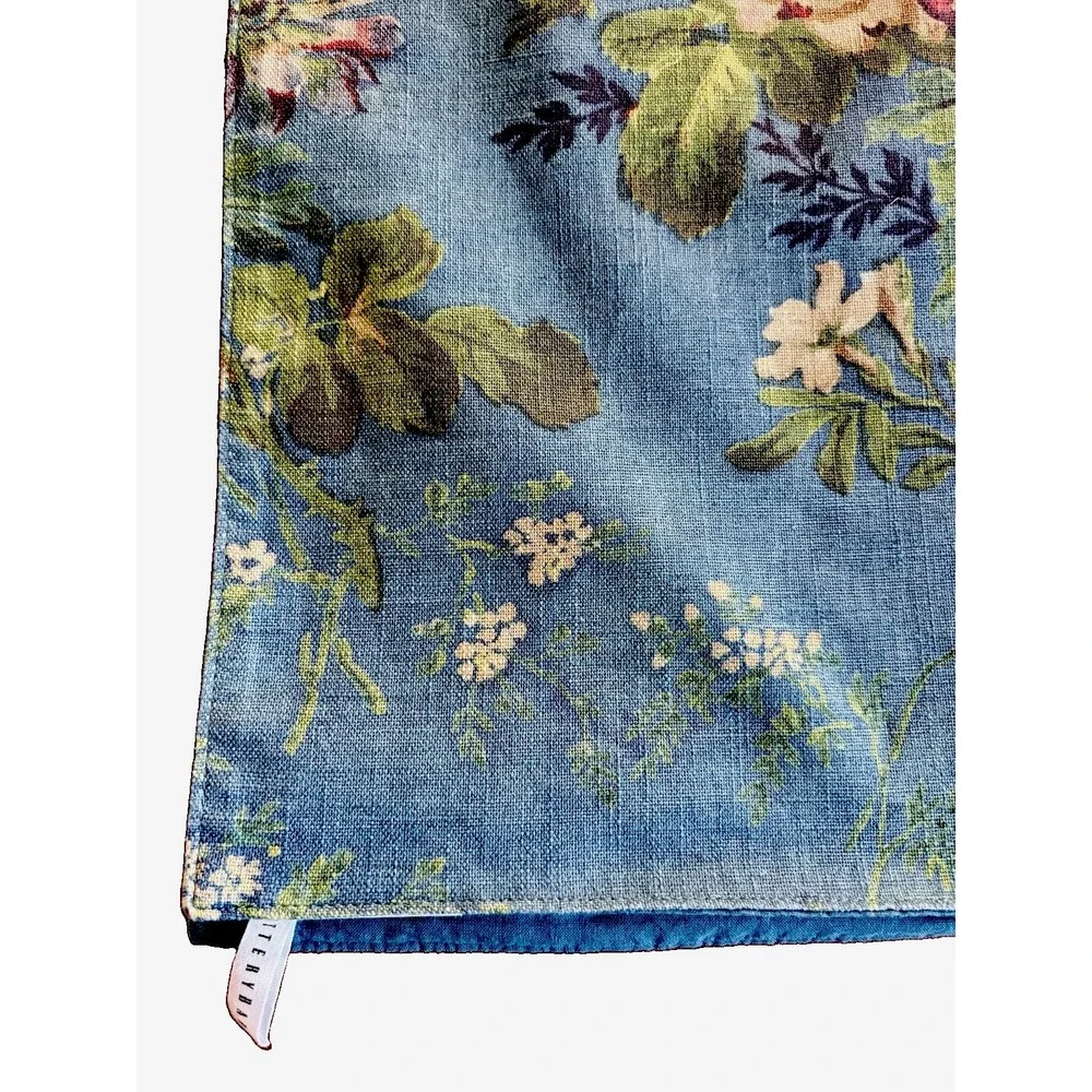 Pottery Barn Meadow Cotton Table Runner 18x102 Blue Floral